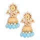Floral Mirror Petal Earrings with Pearl & Blue Bead Drops Pair